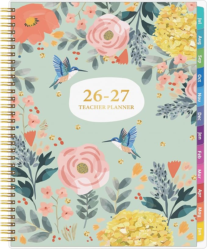 GoiUnlt Teacher Planner 2026-2027, JUL. 2026 – JUN. 2027, Lesson Planner 2026-2027 Academic Year, with Tabs, Thick Paper, 2-Sided Pocket, 8.6″ x 11″ Daily Weekly and Monthly Calendar with 8 Periods