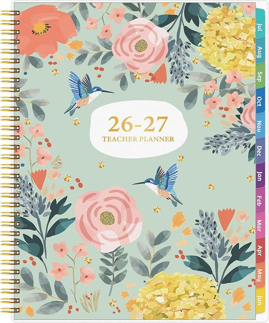 GoiUnlt Teacher Planner 2026-2027, JUL. 2026 – JUN. 2027, Lesson Planner 2026-2027 Academic Year, with Tabs, Thick Paper, 2-Sided Pocket, 8.6″ x 11″ Daily Weekly and Monthly Calendar with 8 Periods