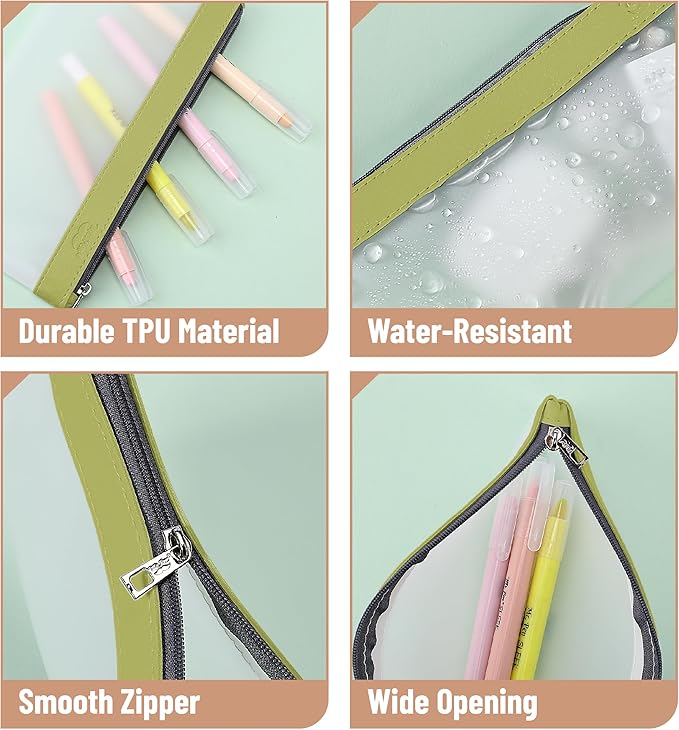 Mr. Pen- Clear Pencil Pouch, 8.50"x4.25", 3 Pack, Durable TPU Material, Medium Water-Resistant Pencil Bags with Smooth Zipper, Multipurpose Clear Pouch for Stationery, School, Office, Travel Supplies