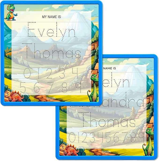 Kid's Name Tracing Board | Dry Erase Letter Tracing | Reusable Writing Practice Board | Personalized | Dinosaur Friends Theme
