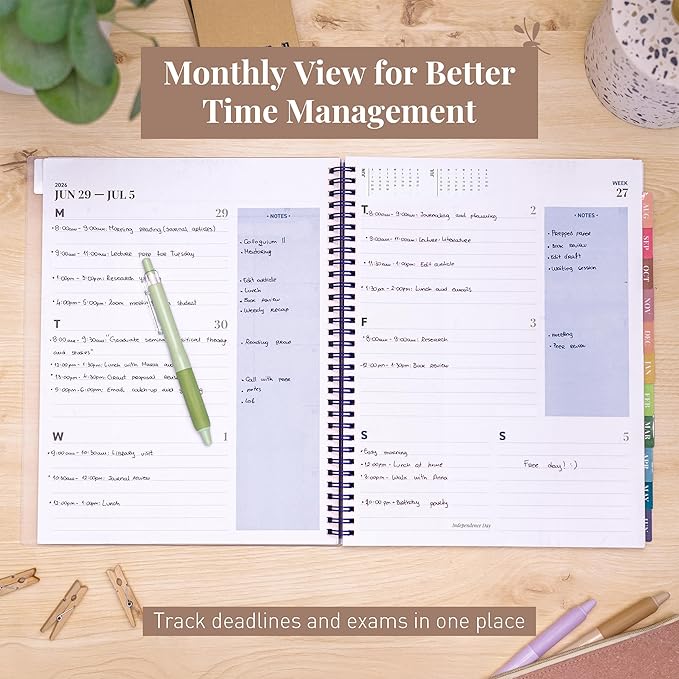 Rileys Academic Planner 2026-2027, Daily, Weekly & Monthly Planner, July 2026 - June 2027, Student Notes Pages, Twin-Wire Binding, Weekly Agenda for School & Work (8.5 x 11-Inches, Geographic, Blue)