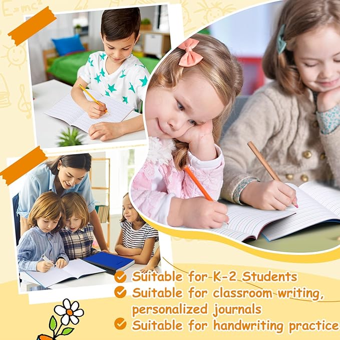 Henoyso 6 Pcs Primary Composition Notebook K-2, Wide Ruled 9.75" x 7.5" Journals, 60 Pages, Writing & Handwriting Practice for Kindergarten, 1st & 2nd Grade, Back to School Supplies (Blue)
