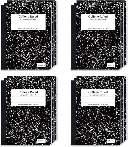 ONAVIA Composition Notebook College Ruled Bulk, 200 Pages