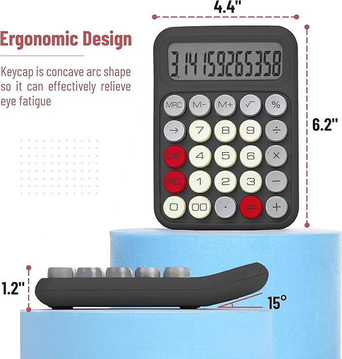 Mr. Pen- Mechanical Switch Calculator, 12 Digit Large LCD Display, Slate Grey with Big Buttons, Mechanical Switch Calculator for Home, School, Office