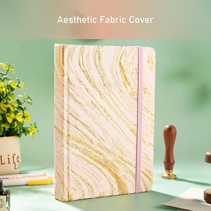 MGGAO Dotted Journal Notebook, A5 Fabric Journal for Women Men