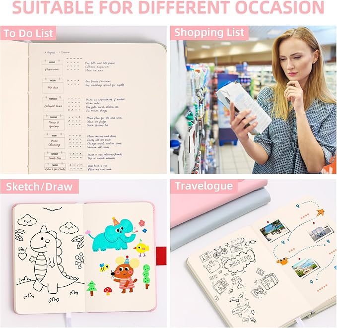 BOBO RABBIT Blank Journal Small Pocket Leather Notebook No Lines for Drawing Plain Sketch Book Cute Cartoon Capybara Unlined Journal for Travel Work School, 200 Pages, 3.7"X5.9"