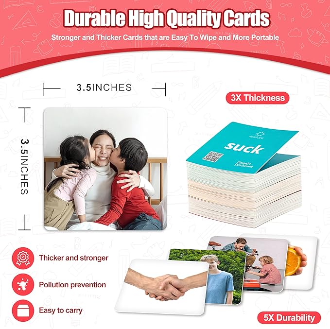 80 Verb Cards Speech Therapy, Videos for Fun Learning, Sturdy and Durable Action Verbs Flash Cards for Kids, Speech Therapy Materials for Autism Non Verbal Autistic Kids Ages 4-8