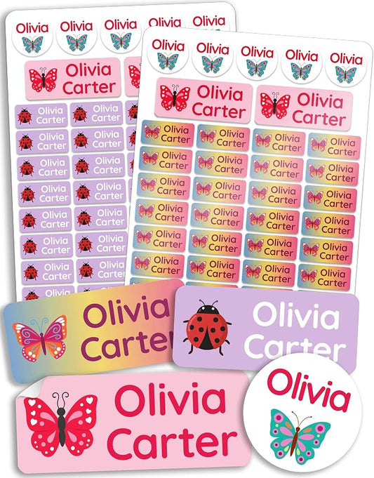 Personalized Daycare Name Labels for Kids [210pcs, Nature] - Waterproof Name Stickers for School, Baby Bottles & Clothing - Custom Name Stickers - Washable Stick On Labels (Various Sizes)