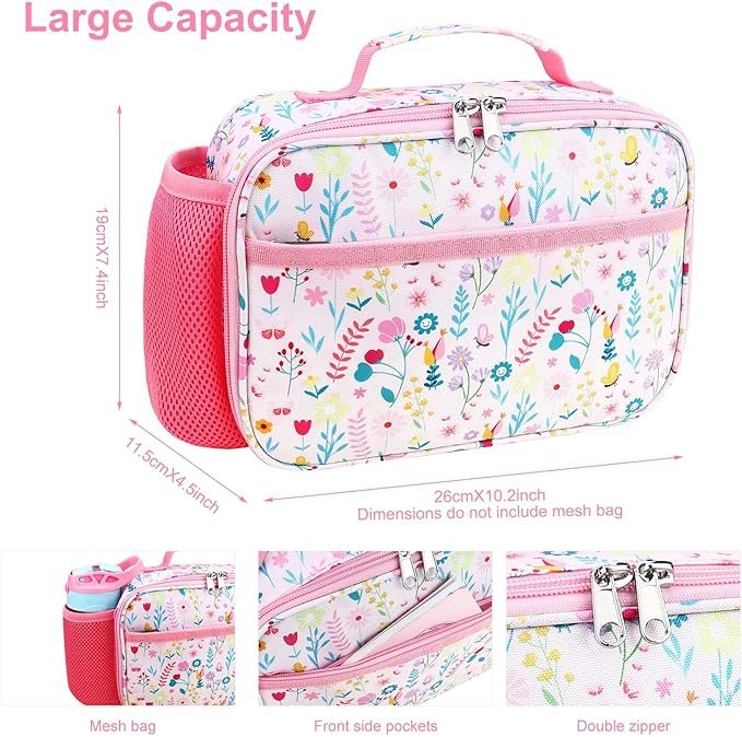 RHCPFOVR Kids Lunch Bag - Insulated Lunch Box for Boys Girls,Washable Lunch Bag and Reusable Toddler Leak-proof Lunchbox for School and Daycare