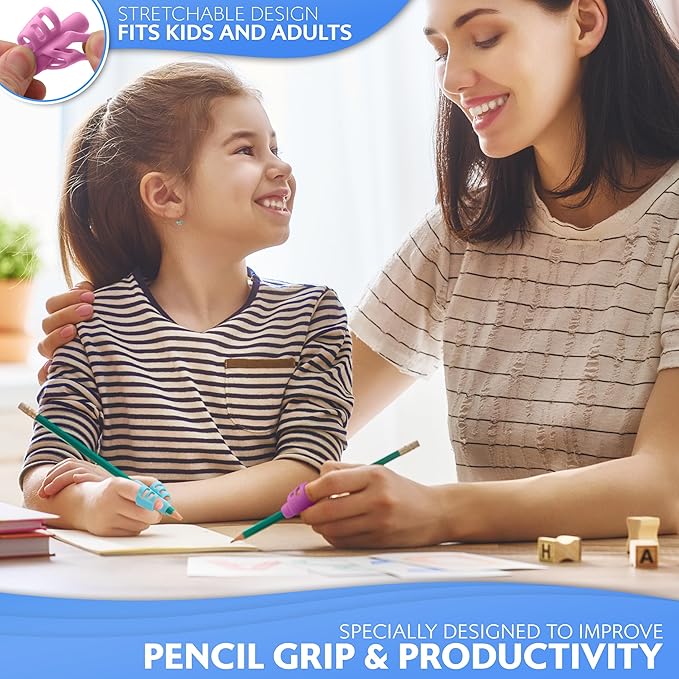 Stylo 3 Pack Pencil Grips for Kids Handwriting - Ergonomic Pencil Grippers for Toddlers Ages 2-5, Preschool & Kindergarten - Left Handed & Right Hand Writing Tools - Occupational Therapy Grip