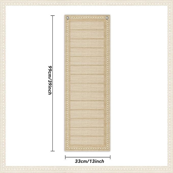 Tevxj Back to School Decoration Burlap Daily Schedule Pocket Chart for Classroom 39 * 13 Inch, Linen Teacher Hanging Pocket Chart with 14 Pockets Calendar Chart for School Learning Supplies Wall Decor