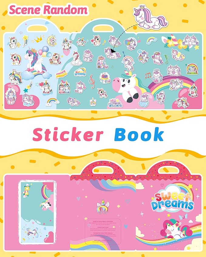 Benresive Reusable Sticker Book for Toddlers & Stickers for Kids, Toddler Travel Toys, Craft Activities, Boys & Girls Birthday Gifts