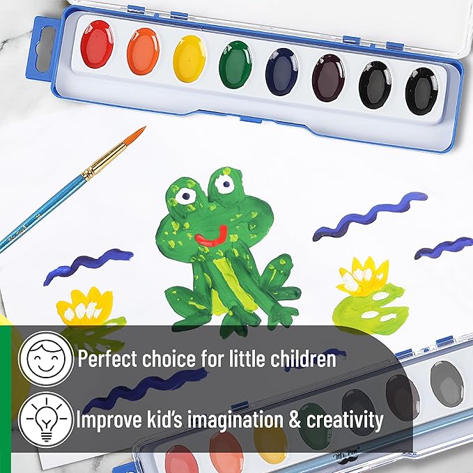 Mr. Pen- Washable Watercolors, 36 Pack, 8 Colors with Paint Brush, Bulk Watercolor Paint Set, Water Color Painting Kids, Watercolors for Kids and Adults