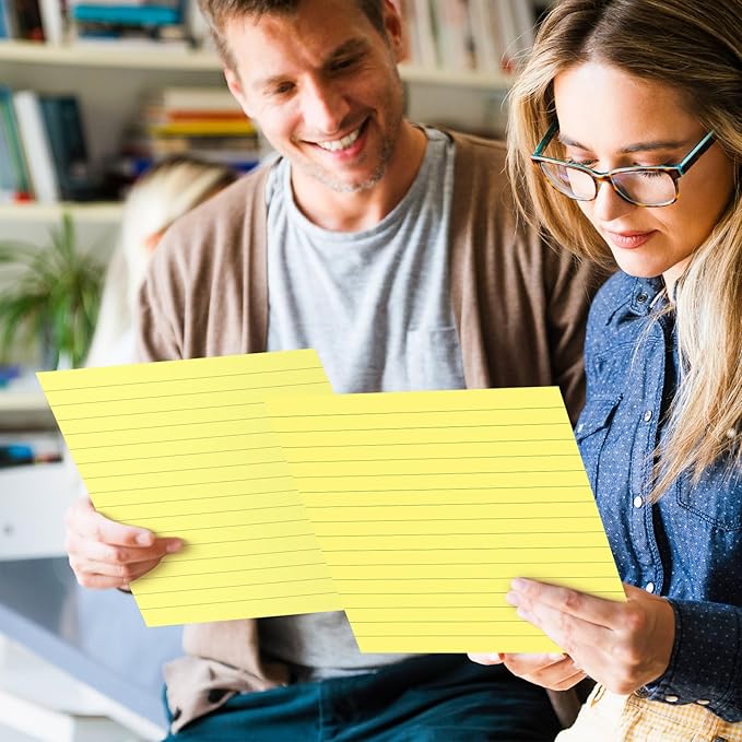 Qeeenar 8 Pads Big Sticky Notes 11 x 11 Inch Lined Jumbo Large Sticky Notes for Wall,Giant Strong Power Memo Square Post for Office, 25 Sheets/Pad (Yellow Color)