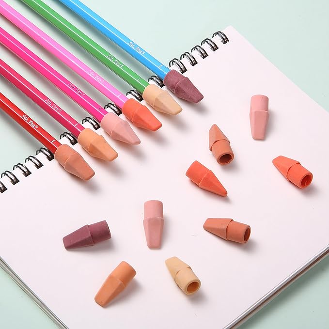 Mr. Pen- Pencil Top Erasers, 120 Pack, 6 Different Sunset Orange Colors, Latex-Free & No Smudge Pencil Eraser Tops