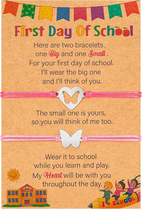 EOBOH First Day of School Bracelet Mommy and Me, Prek Matching Wish Bracelets Set, Adjustable Bracelet for Boys Girls Gifts Stuff Bulk