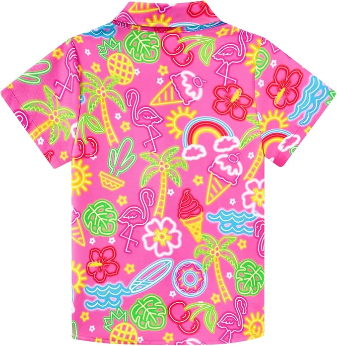 Enlifety 2-10T Kids Hawaiian Shirt Boys Short Sleeve Button Down Shirts Hawaii Summer Casual Blouse