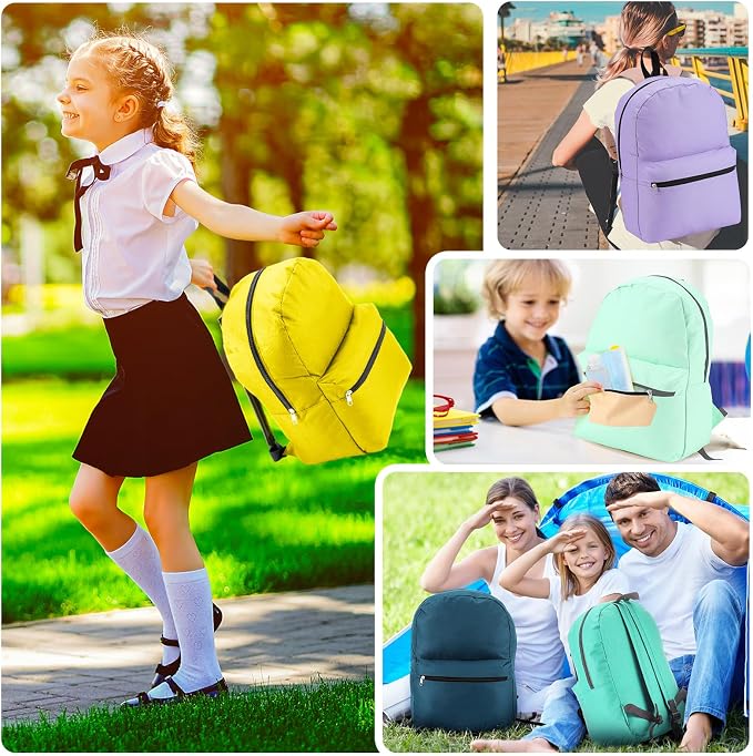 Silkfly 24 Pack 17'' Backpacks Bulk with 24 Stationery Supply Sets, Bookbags and Writing Accessories Kit for Donation(Pastel)