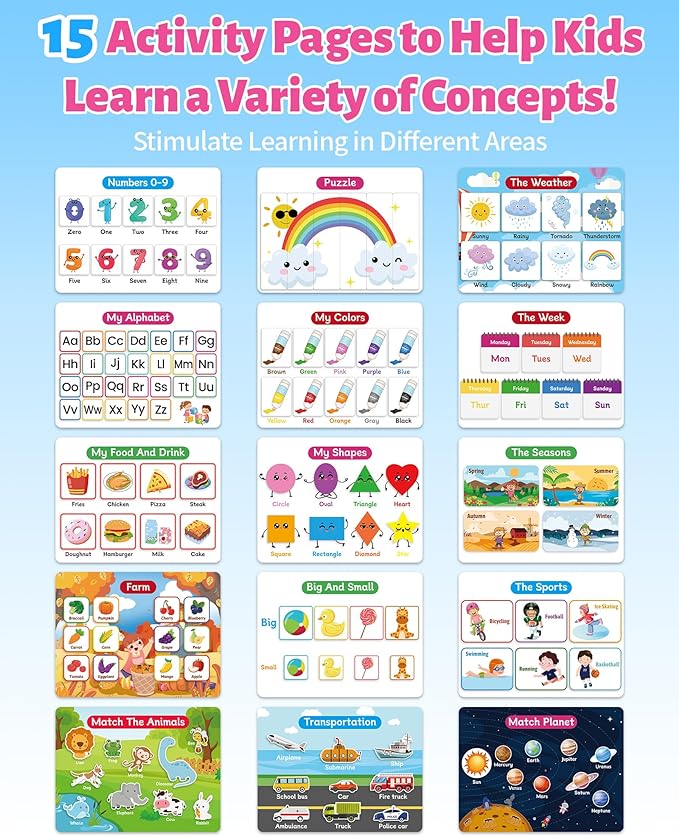 Benresive Busy Book for Toddlers 3-5, Montessori Preschool Learning Activities Book, Educational Sensory Travel Toys for Kids, Birthday Gifts for Boys Girls Ages 3+