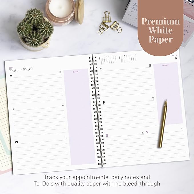 Rileys Academic Planner 2025-2026, Daily, Weekly & Monthly Planner, July 2025 - June 2026, Student Notes Pages, Twin-Wire Binding, Weekly Agenda for School & Work (8.5 x 11-Inches, Lilac)