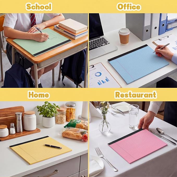 Thboxes 5 Pack Wide Legal Pads, 11 x 9.5 in Landscape Note Pads, 150 Sheets