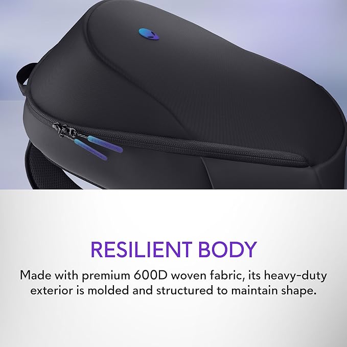 Alienware 16 Backpack - AW5625P - 21L Capacity, 3D Breathable mesh, Magnetic pocket organizers, RFID safe pocket, Weather resistant, 3D Iridescent reflective Alienware logo - Alienware Black