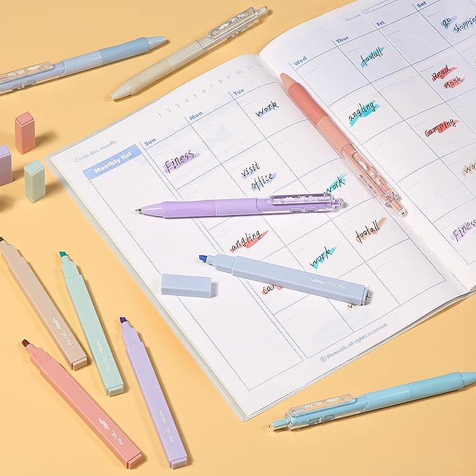 Mr. Pen- Aesthetic Highlighters and Gel Pens, 10 Pack, Pastel Colors Bible Highlighters No Bleed, Black Ink Gel Pens, Fast Dry and No Smear for Bible Journaling, Planner, School Supplies