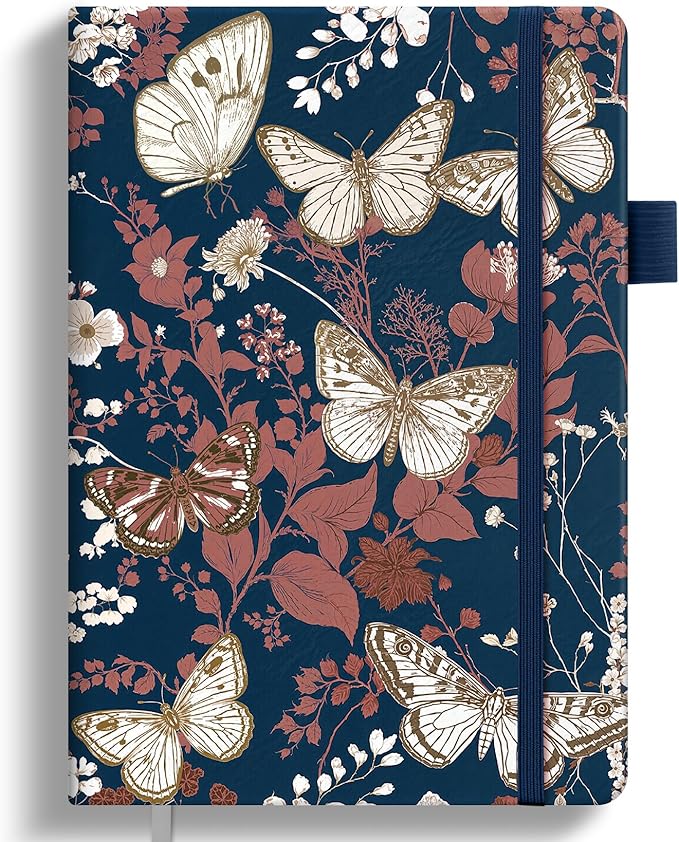 Taja Pretty Lined Journal for Women, Aesthetic Cute Hardcover Leather Journal for Writing, A5 College Ruled Notebook for Work & Note Taking, Perfect for Office School Home, 160 Pages, Golden Flutter
