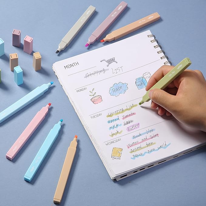 Mr. Pen- Aesthetic Highlighters No Bleed, 8 Pack, Pastel & Vintage Colors, Chisel Tip, Cute Highlighters Assorted Colors for Journaling, Highlighting, Underlining, Fast Dry, Back to School Supplies