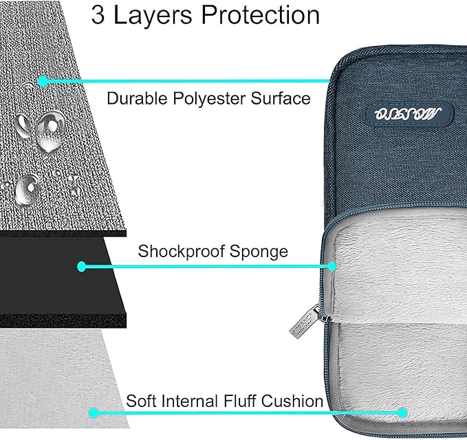 MOSISO Laptop Case 16 inch, 15-15.6 inch Laptop Sleeve Compatible with MacBook Pro 16 M5 M4 M3 M2 M1, HP Acer Dell Lenovo ASUS, Polyester Vertical Computer Sleeve Bag with Pocket, Haze Blue