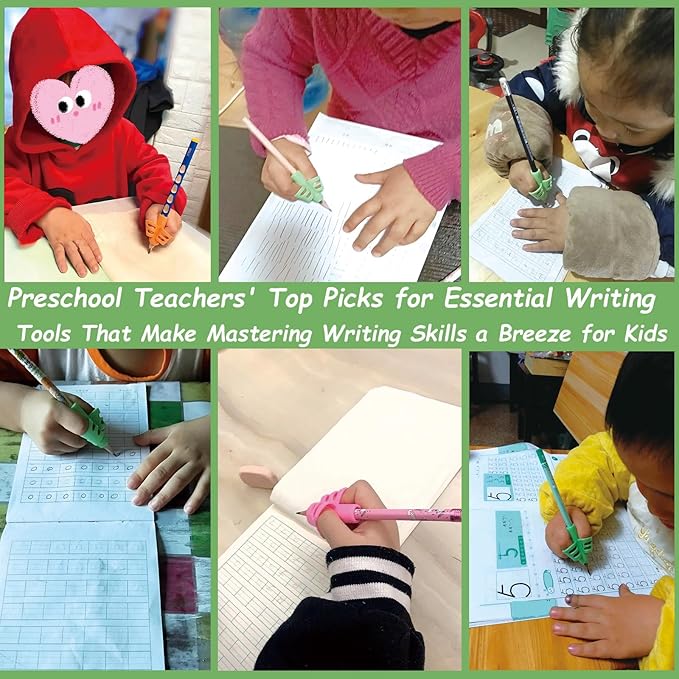Pencil Grips for Kids - Toddler Writing Practice Tools, Handwriting Aid with Posture Correction for Beginners 3-7 Years, Autism Classroom & Preschool Must Haves, Daycare & Homeschool Essentials