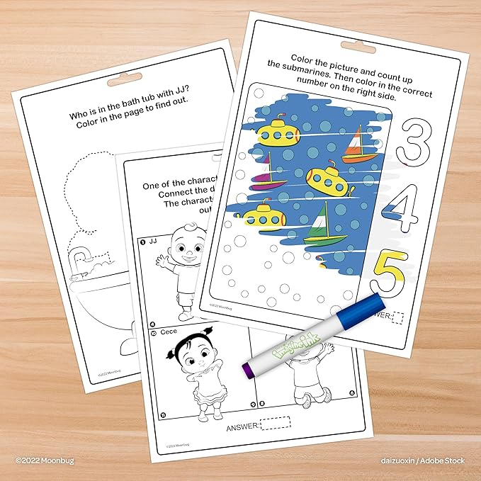 Bendon Cocomelon Imagine Ink, Coloring Book and 1 Mess Free Marker, Kids, Officially Licensed