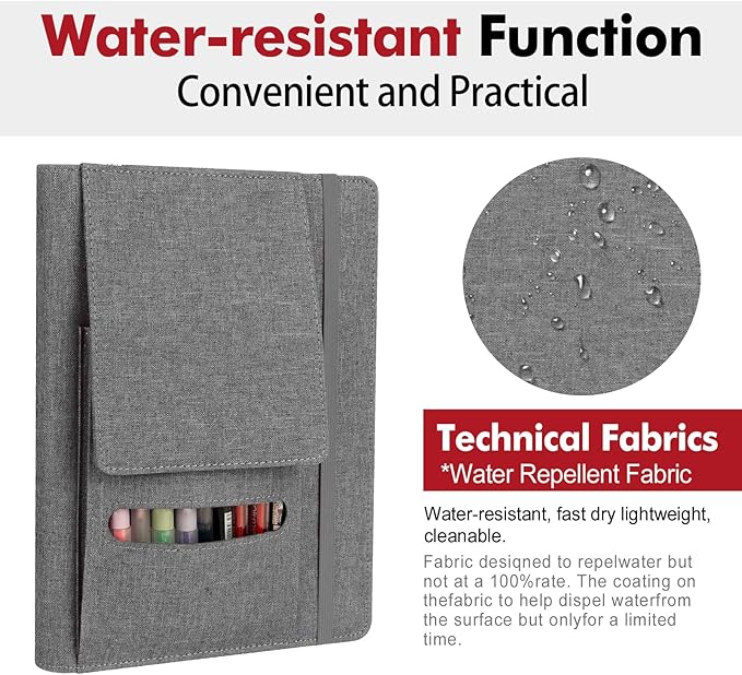 Journal Cover for Rocketbook Flip | 6"x9" Steno Pad Holder & Top Spiral Notebook Cover | Waterproof Folio with Pen Loop & File Pocket for A5, Executive Size Notebooks (Gray)