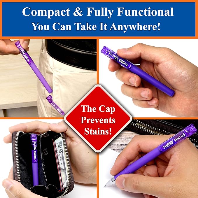THINK2MASTER [24 Pens - Purple Ink Think2 0.5mm Pocketable Gel Pens. (24 Purple) Fine Point Rollerball Pens with Smooth Quick Drying Ink.