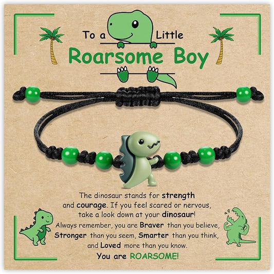 PEALICIOUS Dinosaur Bracelets for Boys, Back to School Birthday Son Gifts | First Day of Kindergarten Bracelet, Adjustable Dino Gifts Match Dinosaur Costume, Birthday Gifts for Boys Son Grandson