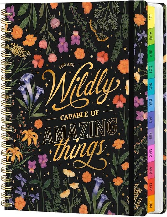 Academic Planner 2026–2027, Weekly & Monthly Calendar Planner, July 2026 – July 2027, Hardcover A5 (6.3" x 8.5") Agenda with Tabs, School Planner for Students & Teachers, Midnight Floral