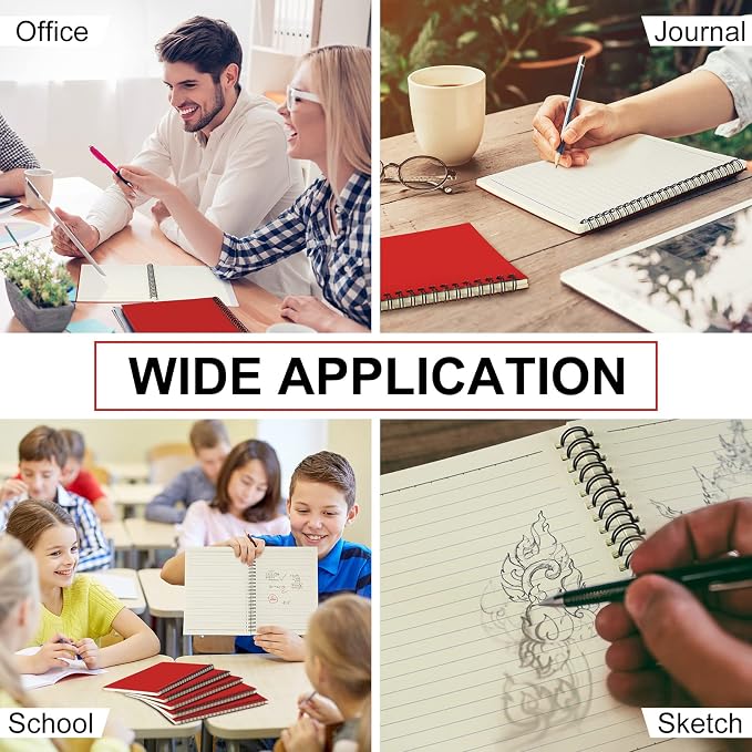 Yahenda 18 Pcs Spiral Notebooks, 1 Subject, Wide Ruled, Red