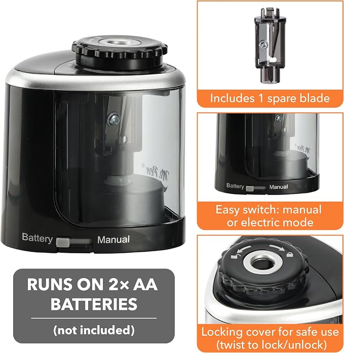 Mr. Pen- Electric Pencil Sharpener, Battery Operated with Spare Blade