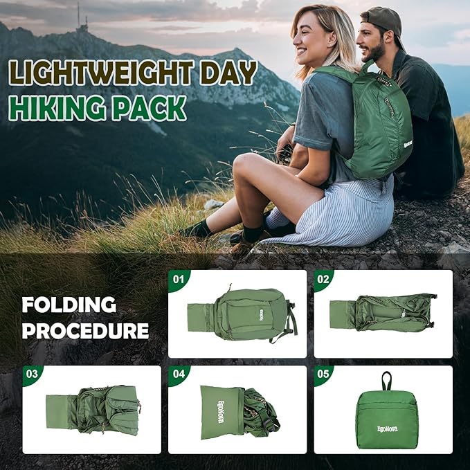 12L Ultralight & Thin Packable Daypack, Small Foldable Hiking Backpack Travel Bag, Water Resistant Day Pack for Men Women