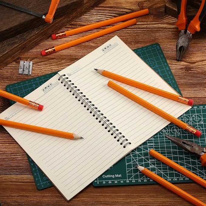Fainne 96 Pcs Jumbo Pencil with Black Core Cedar Wooden Pencil with Eraser for Carpenters Students Teachers School Construction Woodworkers Beginners Office Workers(Orange,Triangle)