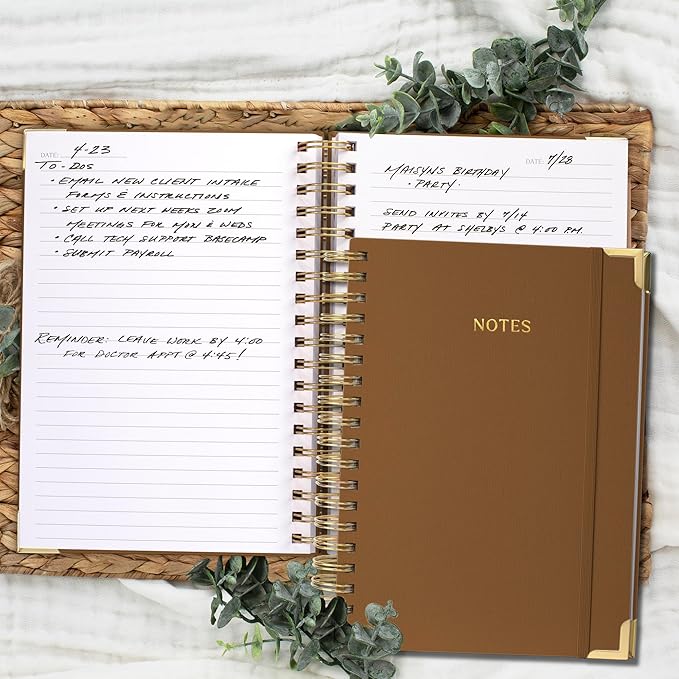 Aesthetic Thick Spiral Notebook Journal For Women in B5 Format - Stylish Linen Hardcover College Ruled Note Book w 300 Lined Pages - Cute Supplies For Bible Study & Staying Organized at Work or School