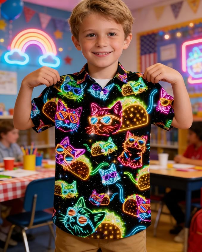 Enlifety 2-10T Kids Hawaiian Shirt Boys Short Sleeve Button Down Shirts Hawaii Summer Casual Blouse