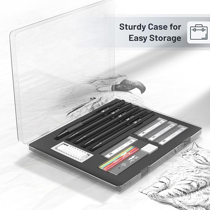 Mr. Pen- Metal Mechanical Pencil Set with Lead Refills & Erasers, 5 Pack | 5 Sizes, 0.3, 0.5, 0.7, 0.9 & 2mm, 6x Tubes HB, 2B & Colored Lead Refills for School Supplies, Note Taking, Fathers Day Gift