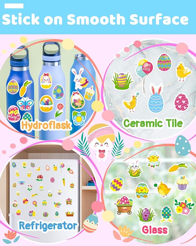 Benresive Reusable Sticker Book for Toddlers, Stickers for Kids, Travel Toys for Arts & Crafts Activities, Birthday Gift for Boys & Girls, Easter Themes