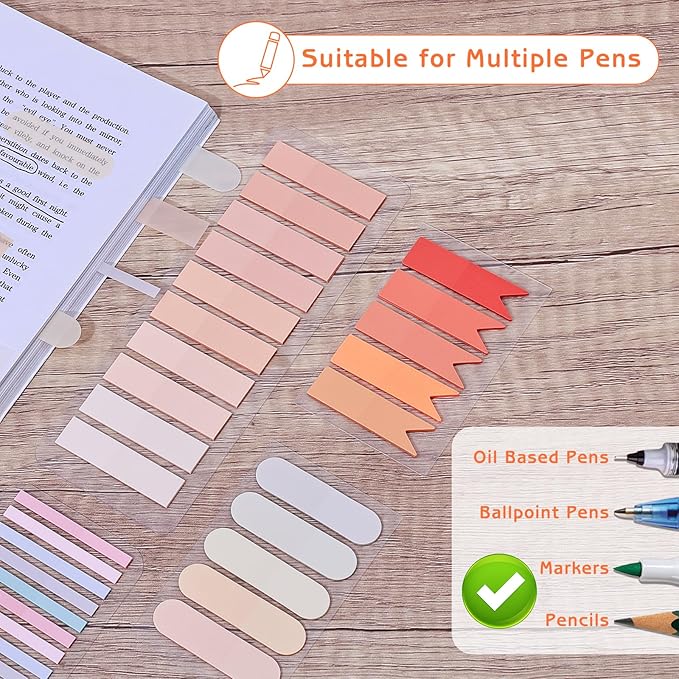 1100 Sheets Transparent Sticky Notes, Clear Waterproof 3 x 3 Sticky Notes with Pen, Translucent See-Though Note Tabs for Bible Study Book Annotation Kitchen Reminder (Coral Pink)