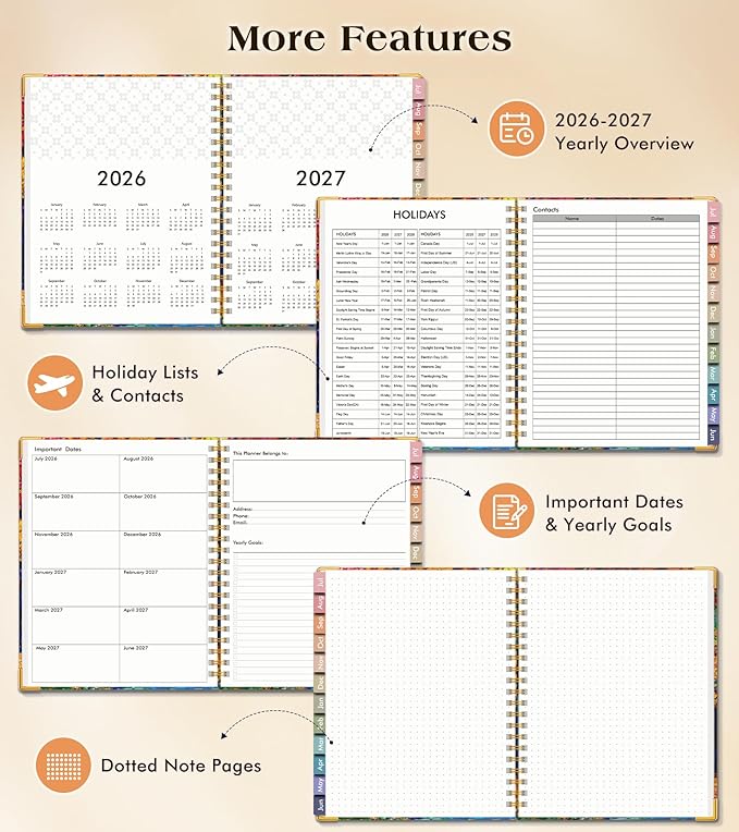 Academic Planner 2026-2027, Hardcover Weekly and Monthly Calendar Planner from July 2026 - June 2027, 8.5" x 11" A4 Large Daily Agenda with Tabs, College School Organizer for Student Teacher, Autumn Woods