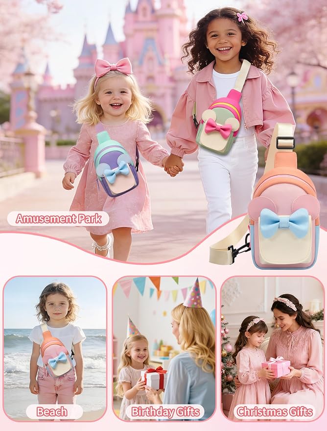Birthday Back to School Gifts for Girls 3-8, Kids Fanny Pack Toddler Purse | Cute Fashion Sling Crossbody Bag for 3 4 5 6 7 8 Year Old Girls with Adjustable Strap. Perfect for Travel Holiday Essentials