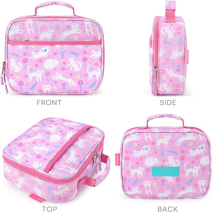mibasies Kids Lunch Box for Girls Toddler, Insulated and Reusable Lunch Bag for School, Flower Cat