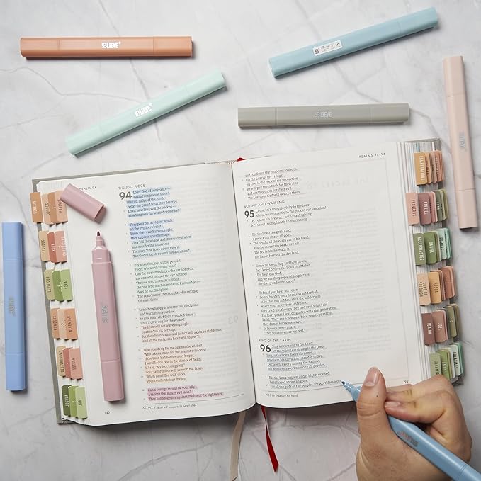 BLIEVE Aesthetic Cute Highlighters No Bleed Through, Dual Tip Chisel & Fine Point, Pastel Colors For Bible & Journaling