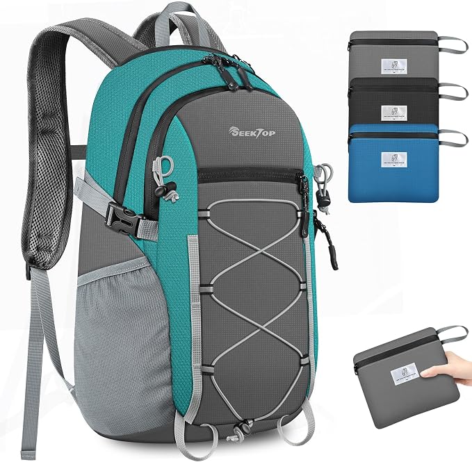 Seektop Packable Waterproof Hiking Backpack, 20L Lightweight Daypack | Tear-Resistant Nylon Material, Multi-Compartment Storage, Ultralight Small Foldable Travel Hiking Daypack for Men & Women